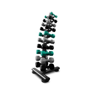 Physical Studio Upright Dumbbell Rack with 10 Pairs Neo-Hex Dumbbells