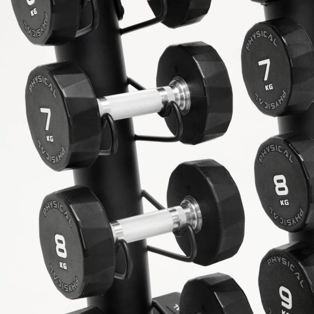 Physical Upright Rack with 10 Pairs PU Dumbbells 1kg-10kg