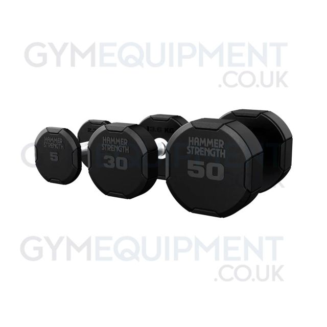 Hammer Strength Rubber Dumbbells - 4 Sided