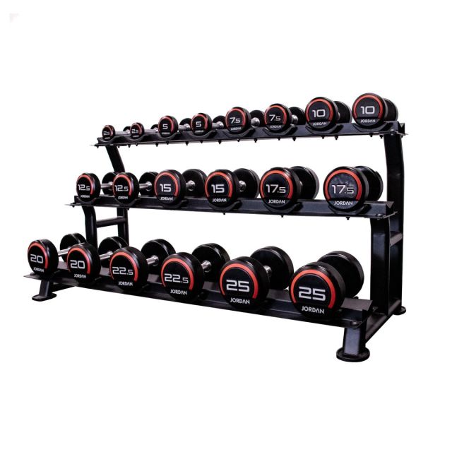 Jordan 10 Pair Dumbbell Rack with Saddles (3 Tier)